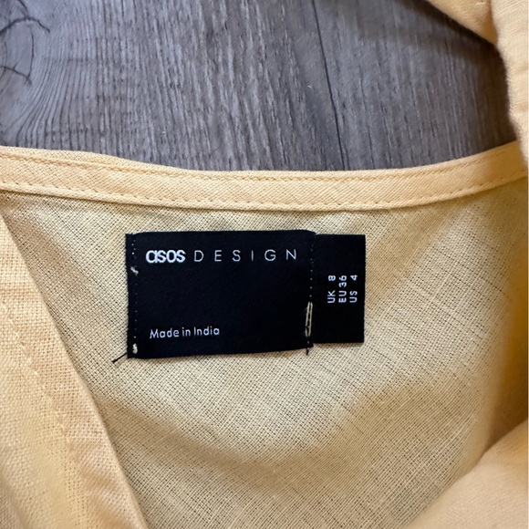 ASOS Yellow Cotton Dress with Side Slit, Zipper and Adjustable Straps! - Picture 6 of 6